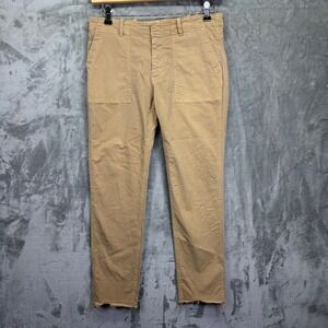 Nili Lotan Jenna Pant Women's 6 Tan Khaki Raw Hem Utility Cotton Twill USA